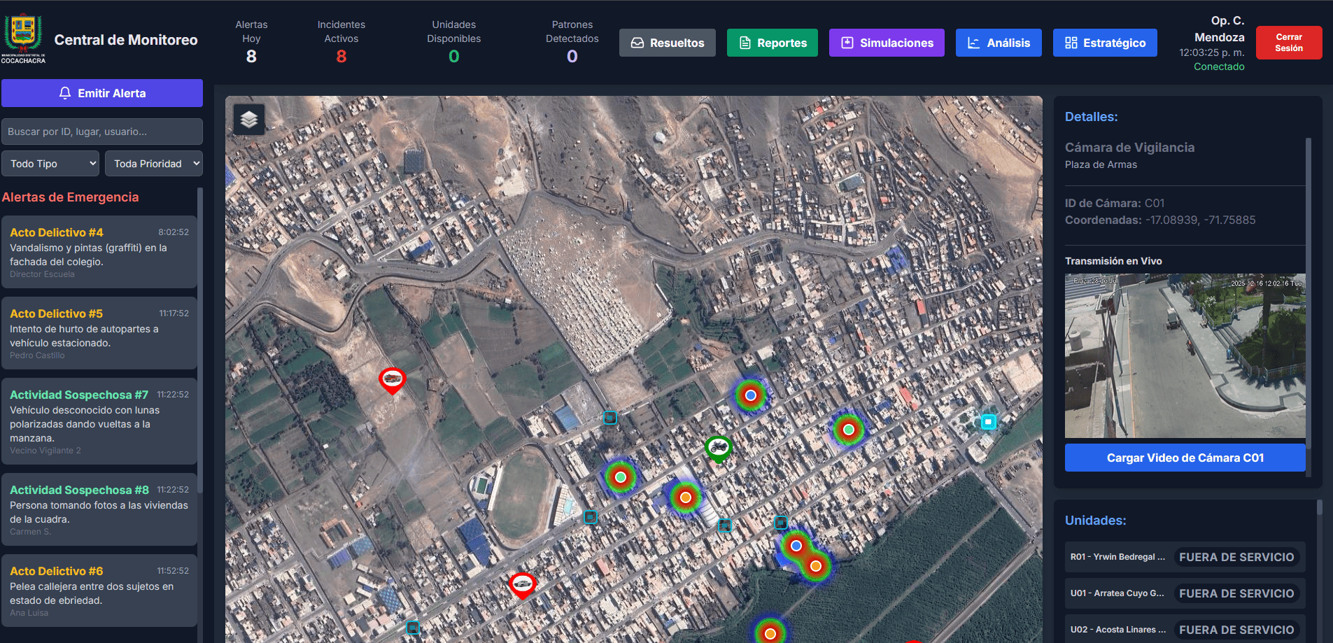 Vista de Central de Monitoreo